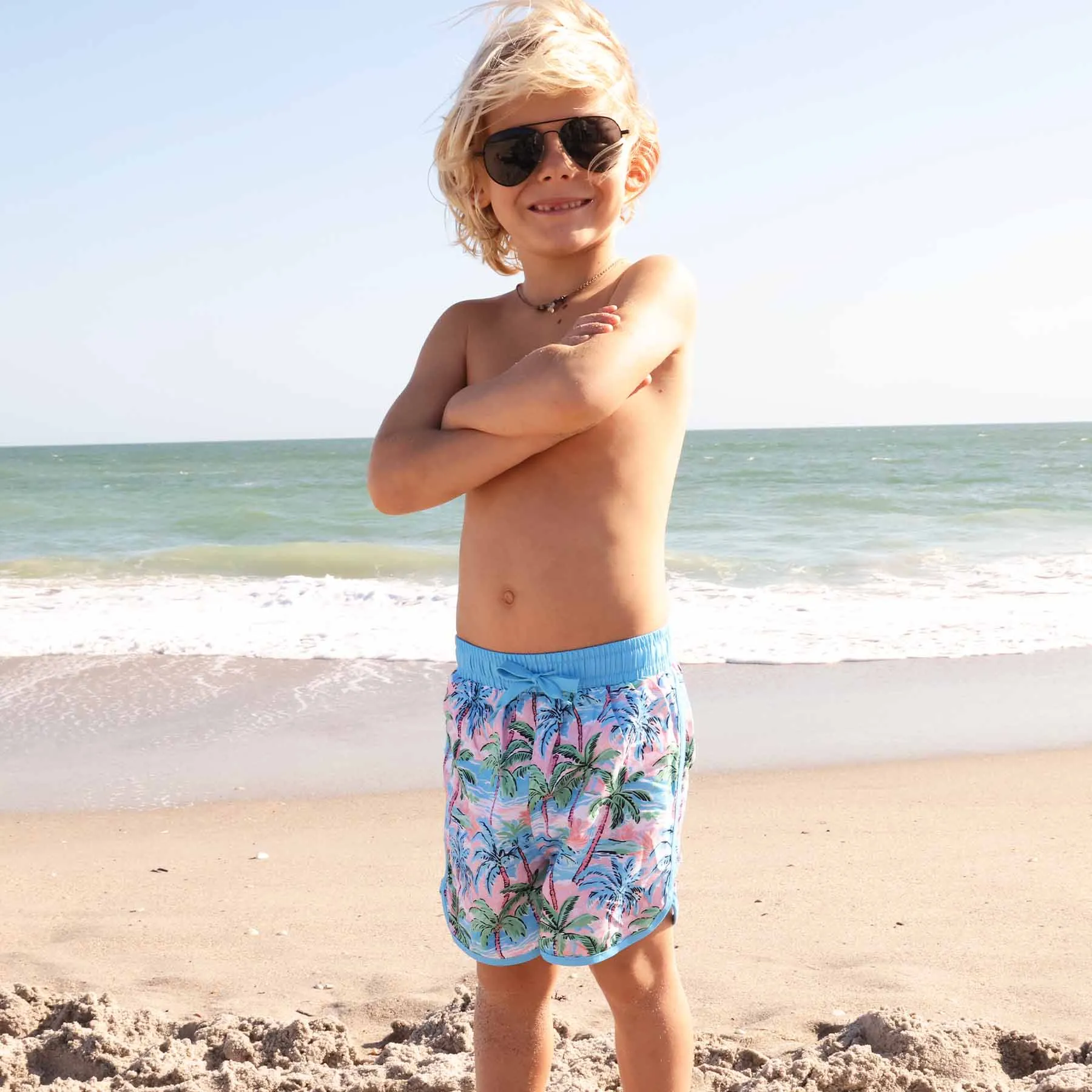 Boy's Swim Trunks | Pastel Palms