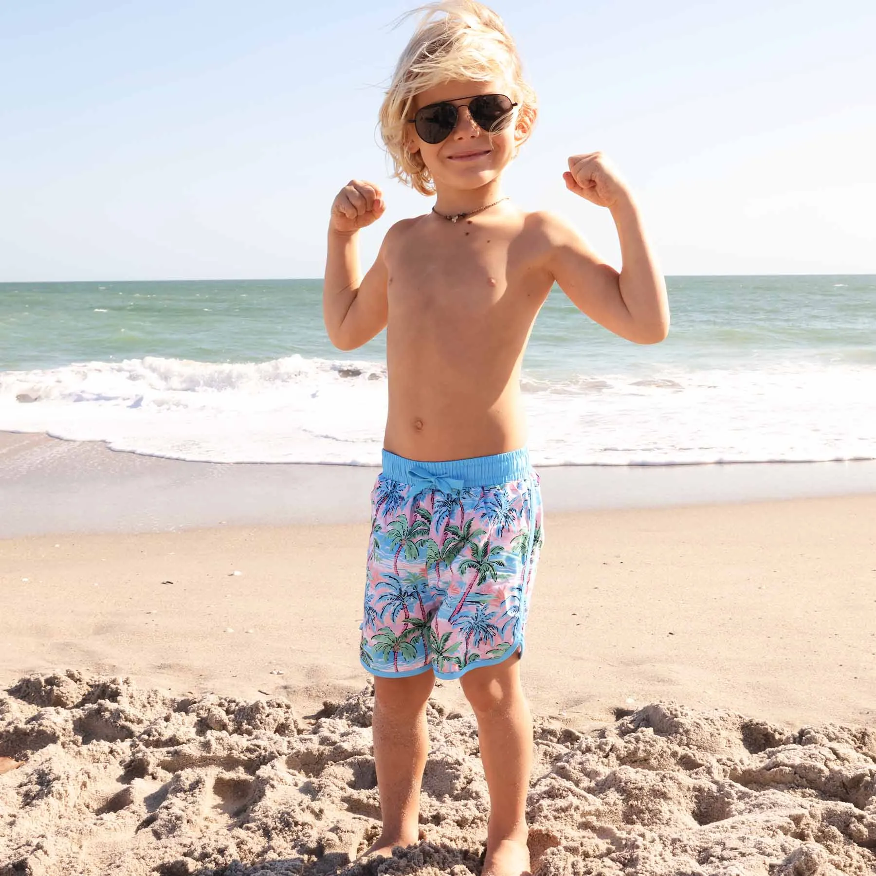 Boy's Swim Trunks | Pastel Palms