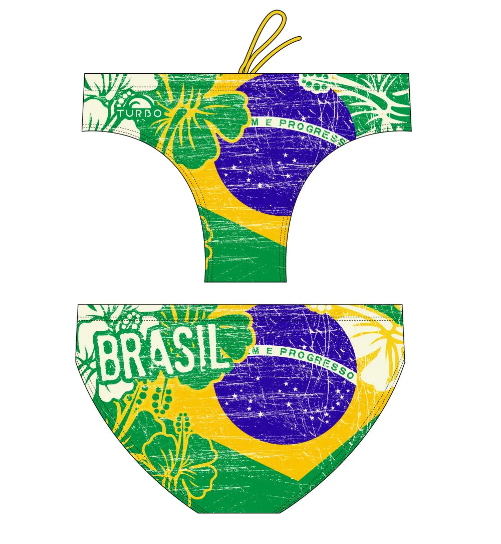 Boys Swimming Trunks - Brazil Vintage 2013 (Yellow & Green)