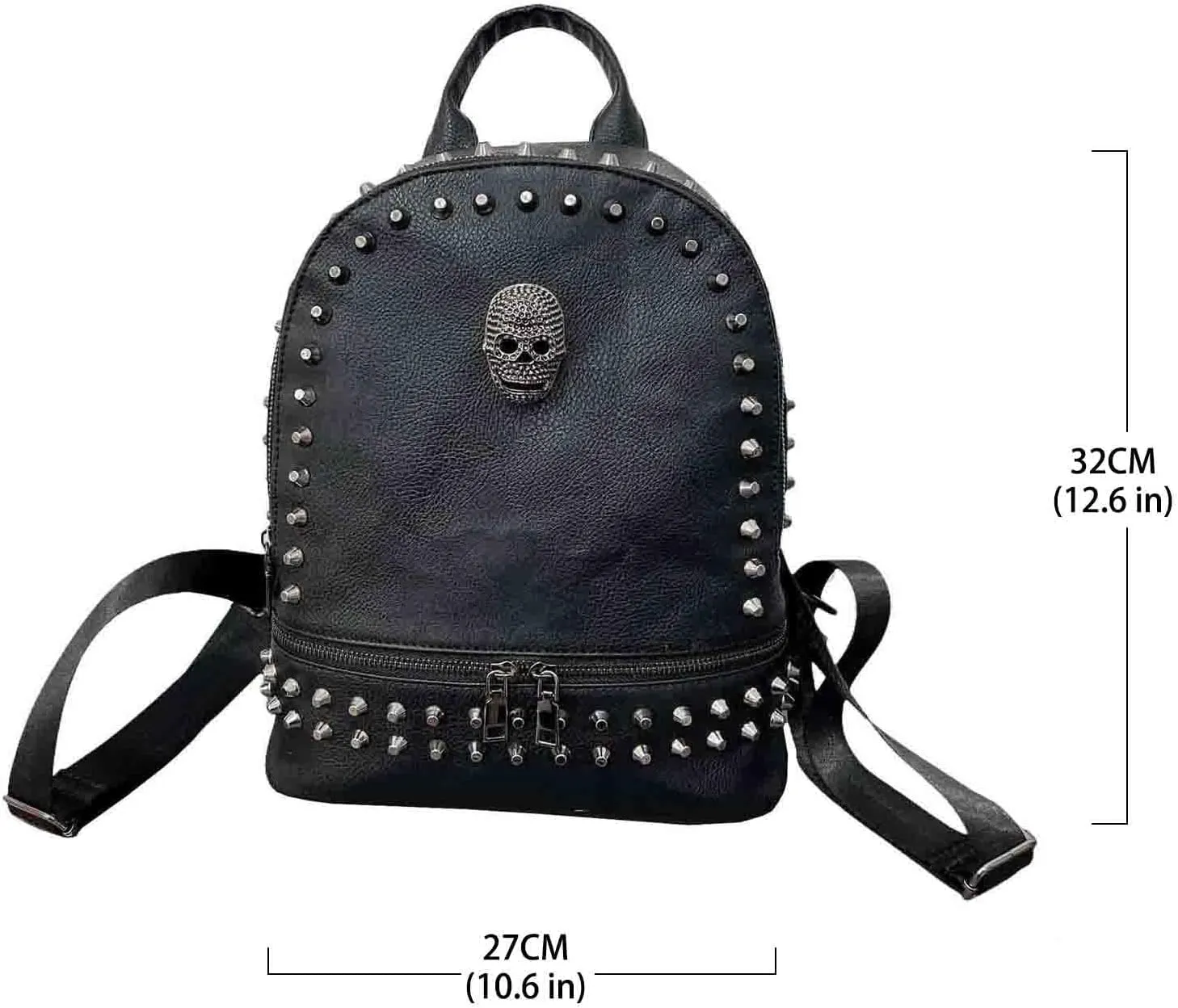 BXCNCKD Women Skull Handbag Backpack Large Capacity Gothic Shoulder Bag Studded Doctor Handbag Backpack (FA1101)