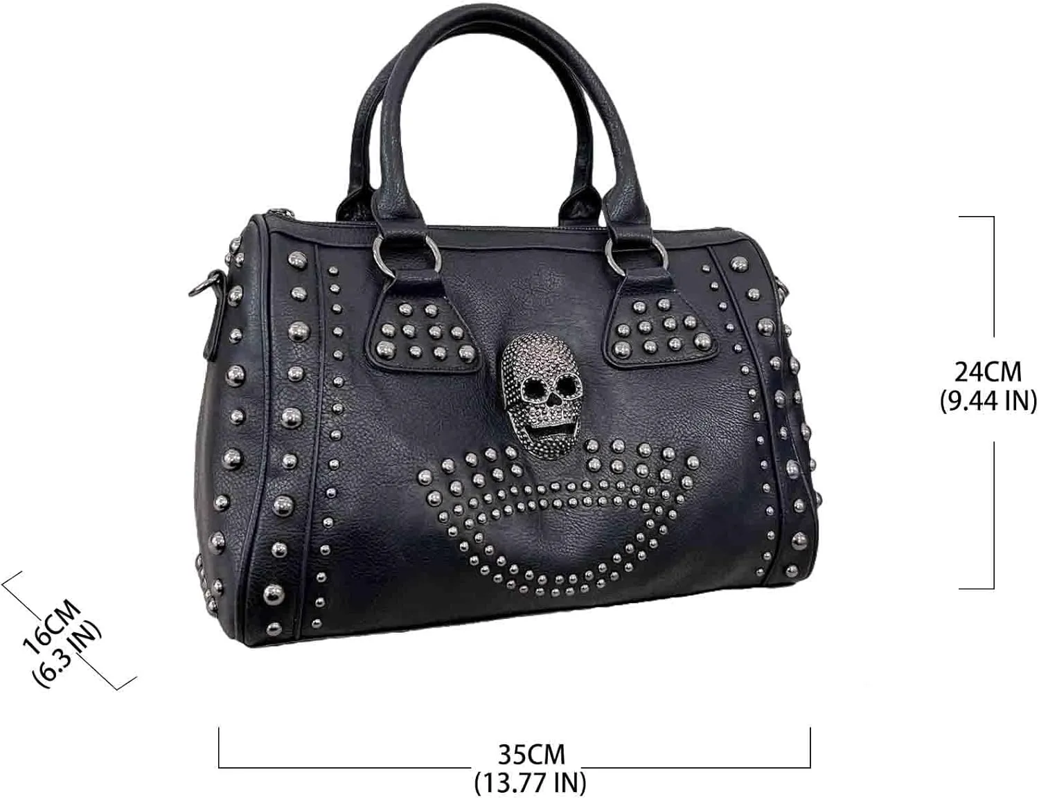 BXCNCKD Women Skull Handbag Backpack Large Capacity Gothic Shoulder Bag Studded Doctor Handbag Backpack (FA1102)