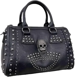 BXCNCKD Women Skull Handbag Backpack Large Capacity Gothic Shoulder Bag Studded Doctor Handbag Backpack (FA1102)