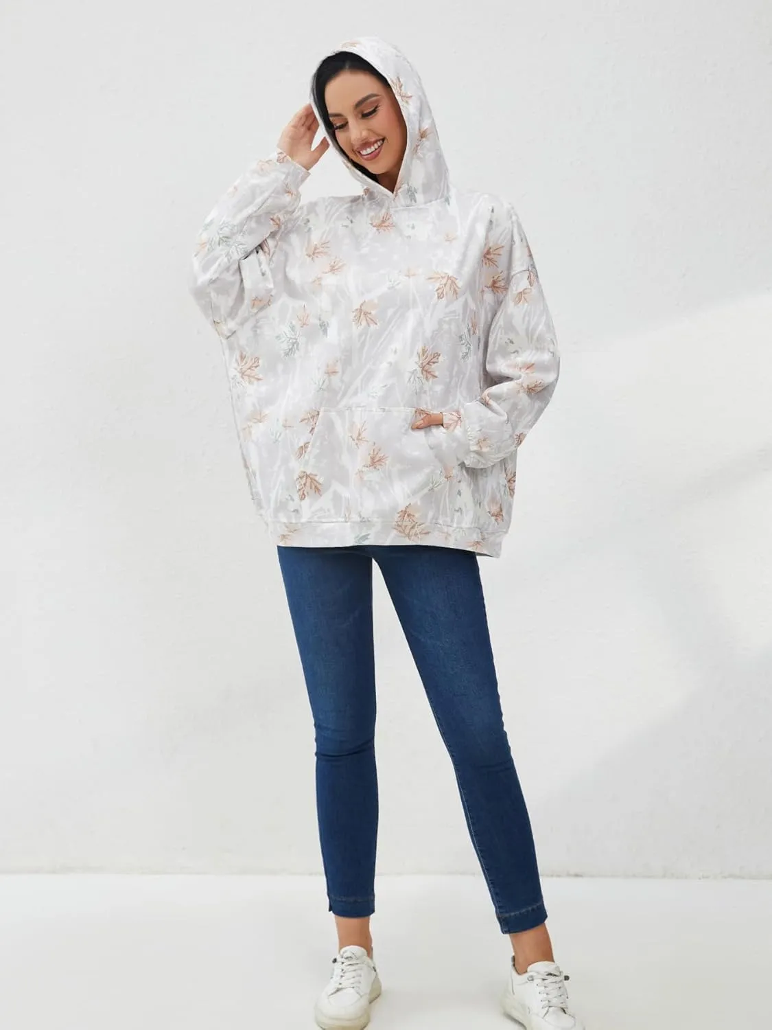 Camo Hoodie Womens Mens Maple Leaf Fleece Hooded Sweatshirt Oversized Camouflage Hoodies For Women Trendy