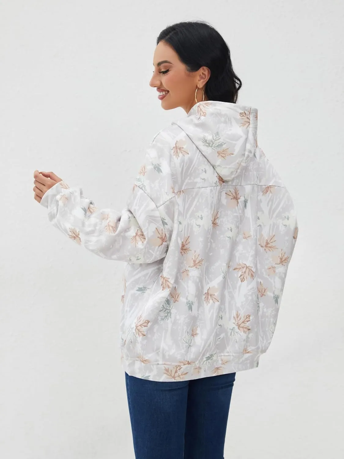 Camo Hoodie Womens Mens Maple Leaf Fleece Hooded Sweatshirt Oversized Camouflage Hoodies For Women Trendy