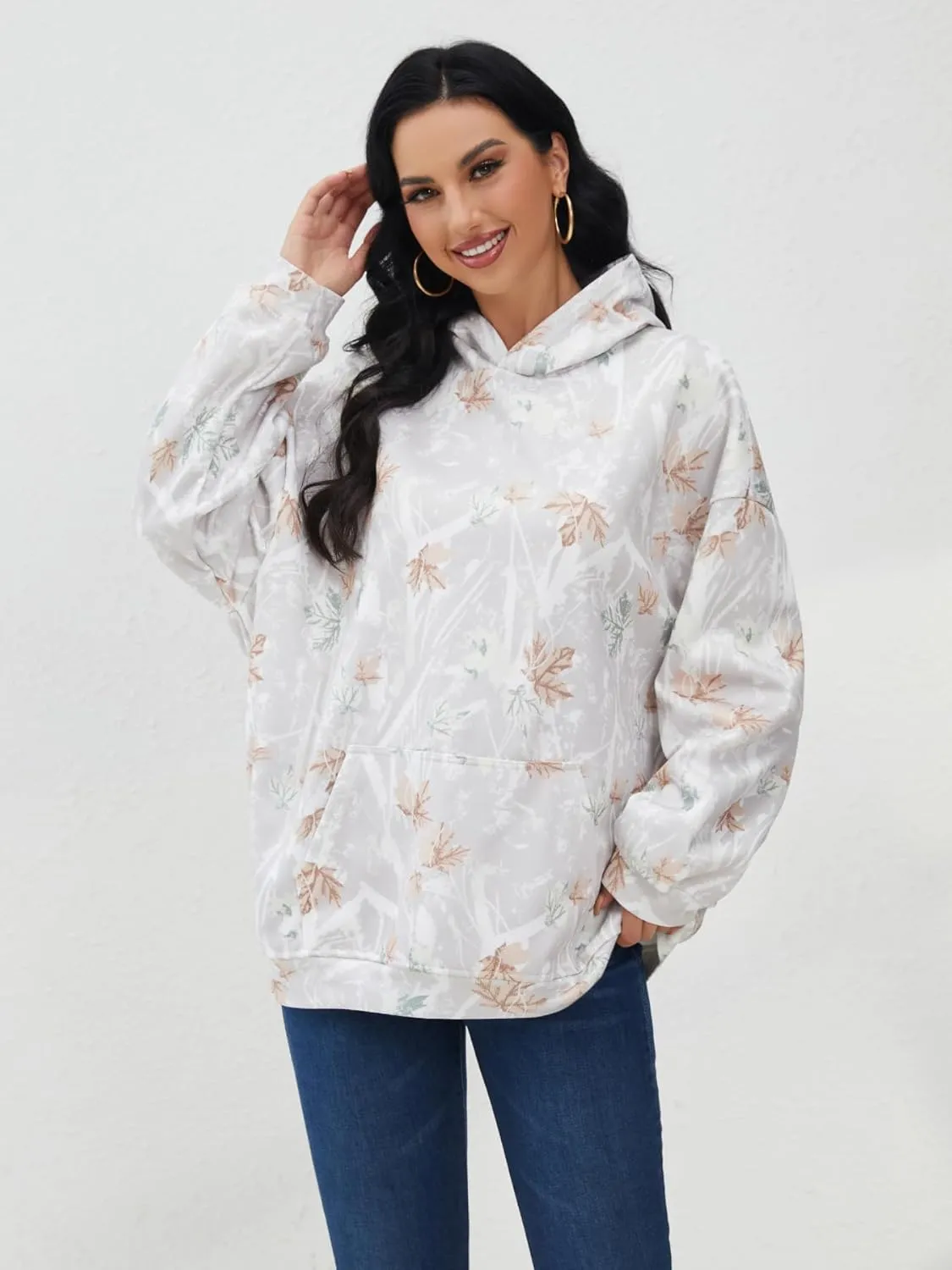 Camo Hoodie Womens Mens Maple Leaf Fleece Hooded Sweatshirt Oversized Camouflage Hoodies For Women Trendy