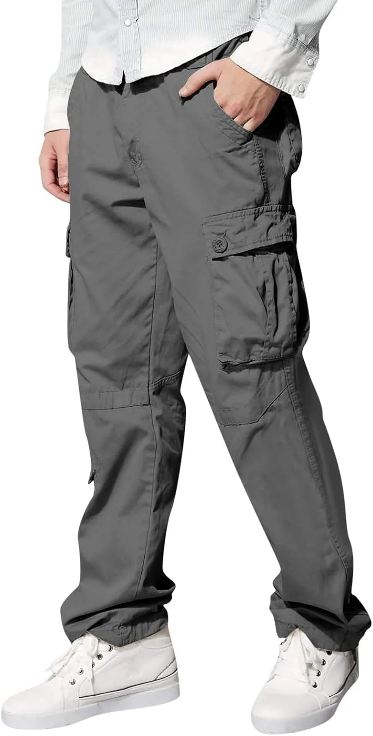 Cargo Sweatpants for Men Loose Fit Mens Joggers with Zip Pockets Mens Trousers Straight Fit Mens Cotton Dress Pants