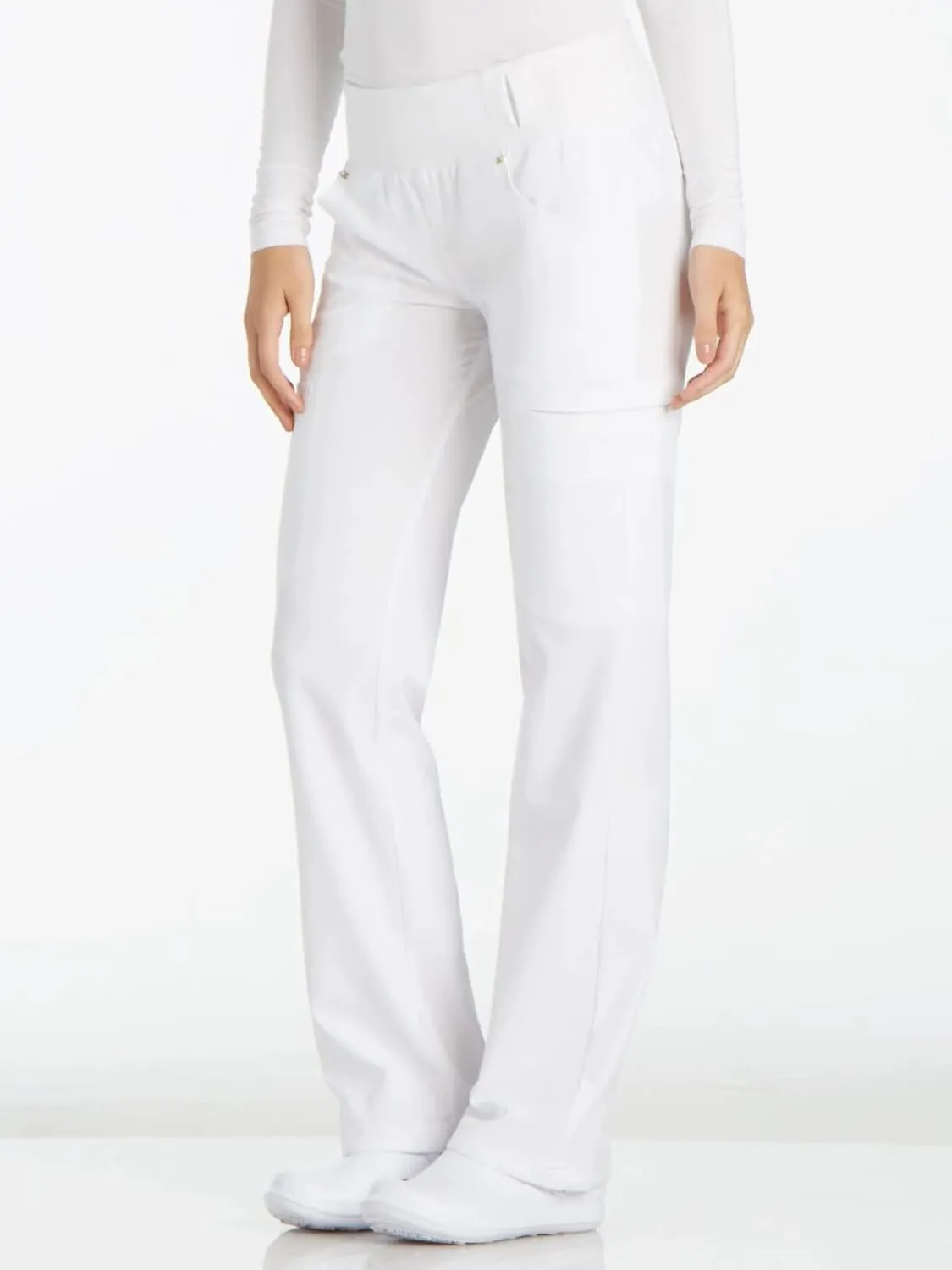 Cherokee Scrubs for Women Mid Rise Straight Leg Scrub Pants For Women Pull-on Bottoms with 6 Pockets & 360 Stretch - CK002