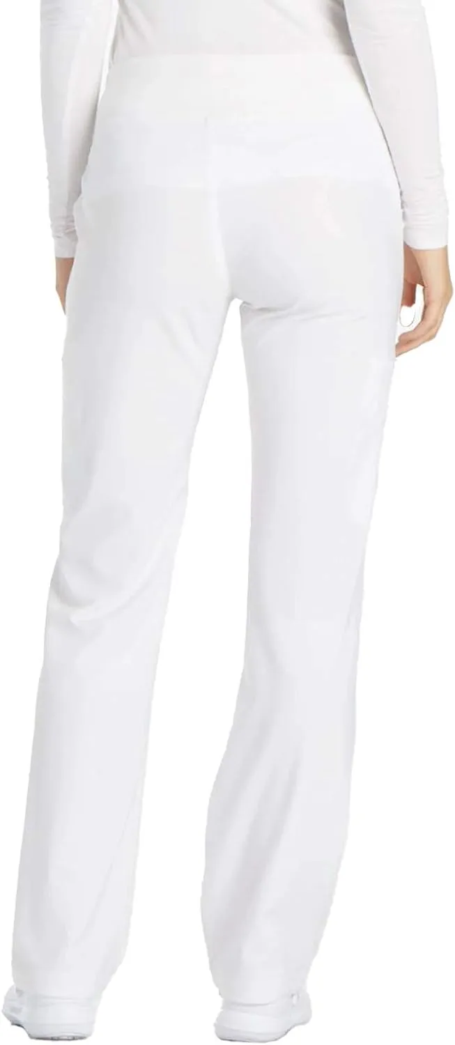 Cherokee Scrubs for Women Mid Rise Straight Leg Scrub Pants For Women Pull-on Bottoms with 6 Pockets & 360 Stretch - CK002