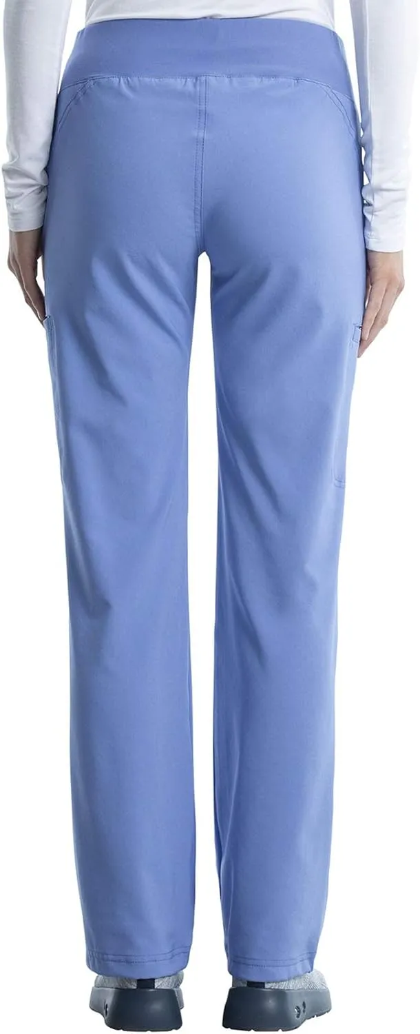 Cherokee Scrubs for Women Mid Rise Straight Leg Scrub Pants For Women Pull-on Bottoms with 6 Pockets & 360 Stretch - CK002