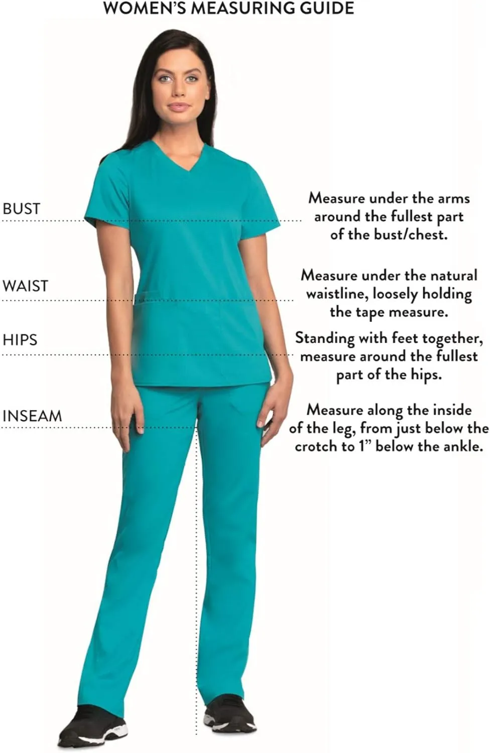 Cherokee Scrubs for Women Mid Rise Straight Leg Scrub Pants For Women Pull-on Bottoms with 6 Pockets & 360 Stretch - CK002
