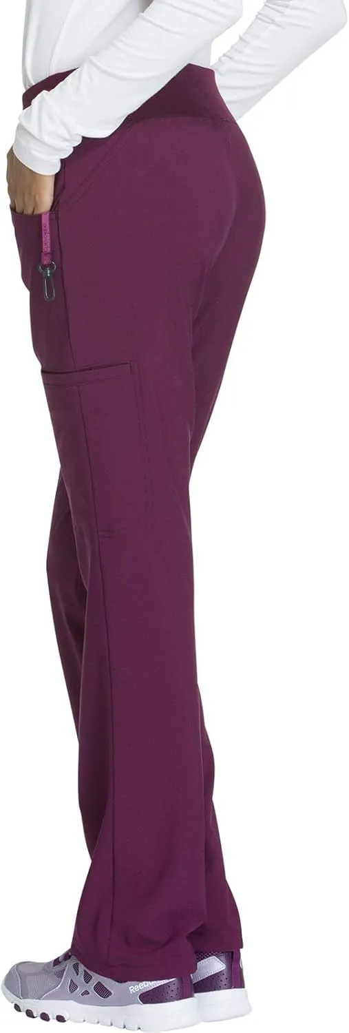 Cherokee Scrubs for Women Mid Rise Straight Leg Scrub Pants For Women Pull-on Bottoms with 6 Pockets & 360 Stretch - CK002
