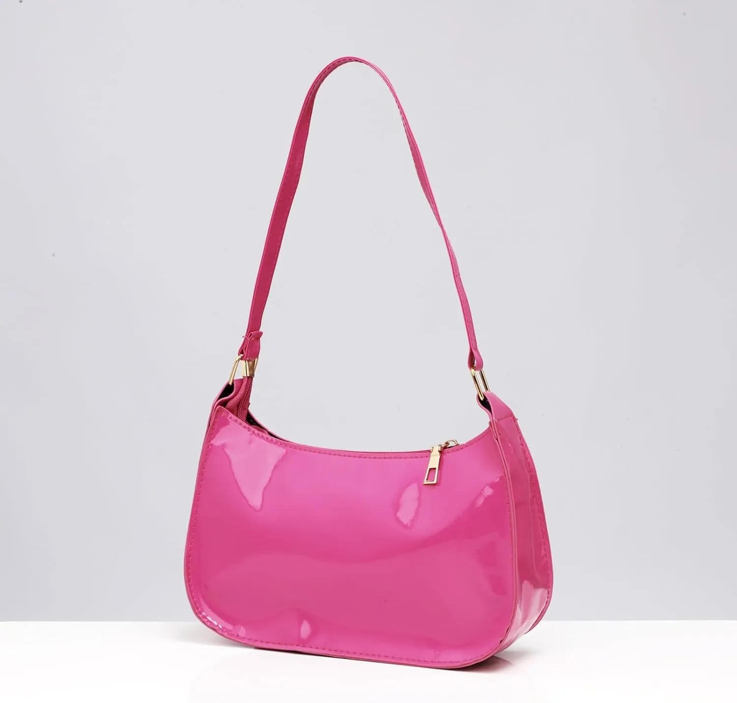 CHICTRY Glossy Shoulder Bag for Women, Simple Patent Leather Clutch Shoulder Purses Handbags