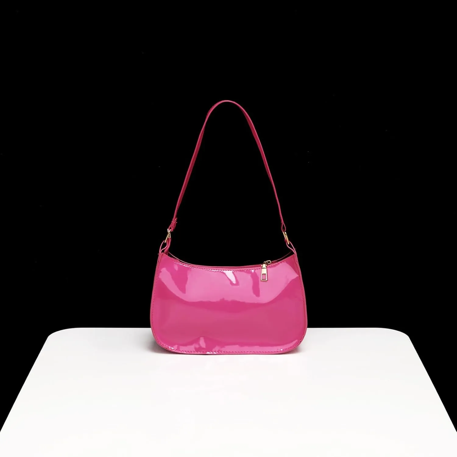 CHICTRY Glossy Shoulder Bag for Women, Simple Patent Leather Clutch Shoulder Purses Handbags