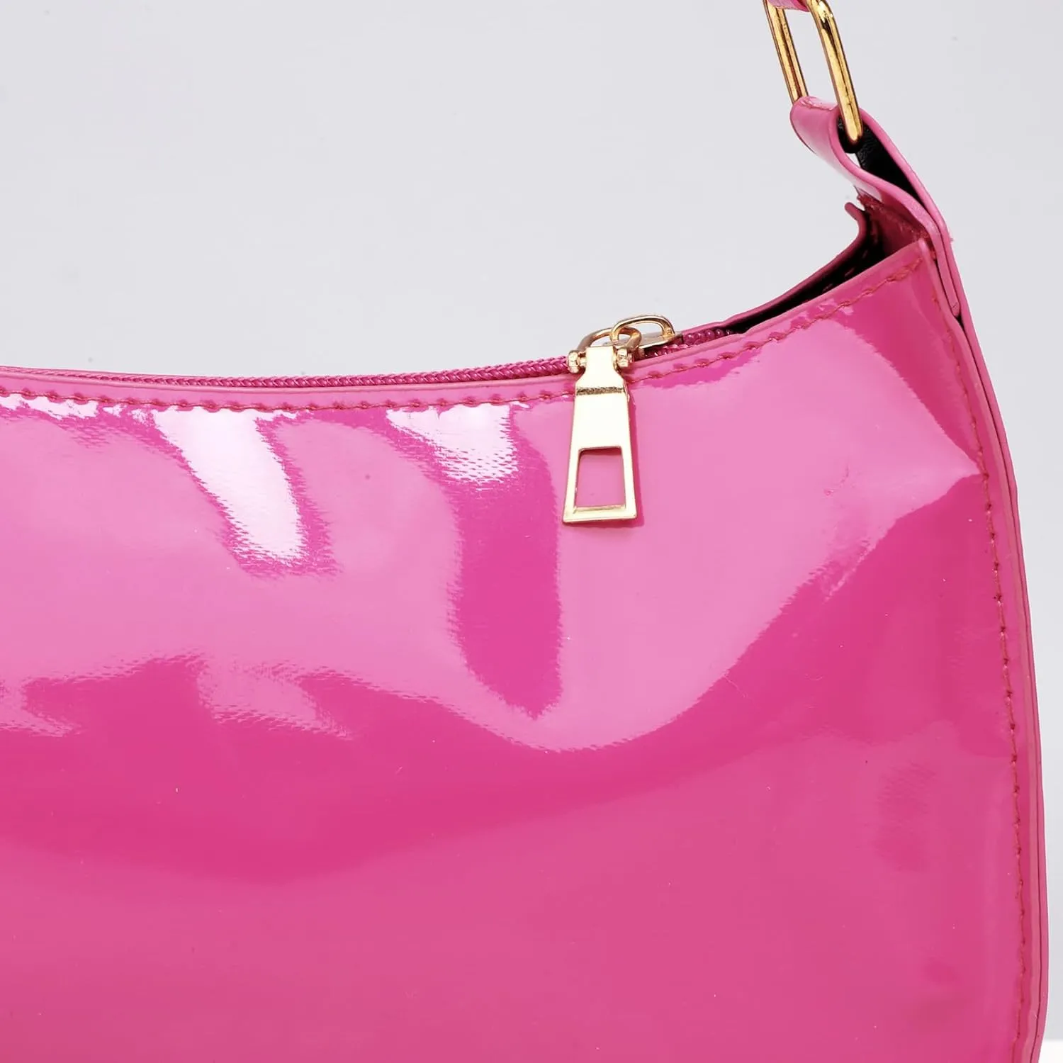 CHICTRY Glossy Shoulder Bag for Women, Simple Patent Leather Clutch Shoulder Purses Handbags