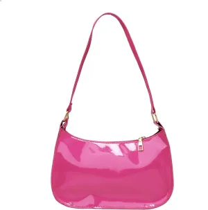 CHICTRY Glossy Shoulder Bag for Women, Simple Patent Leather Clutch Shoulder Purses Handbags