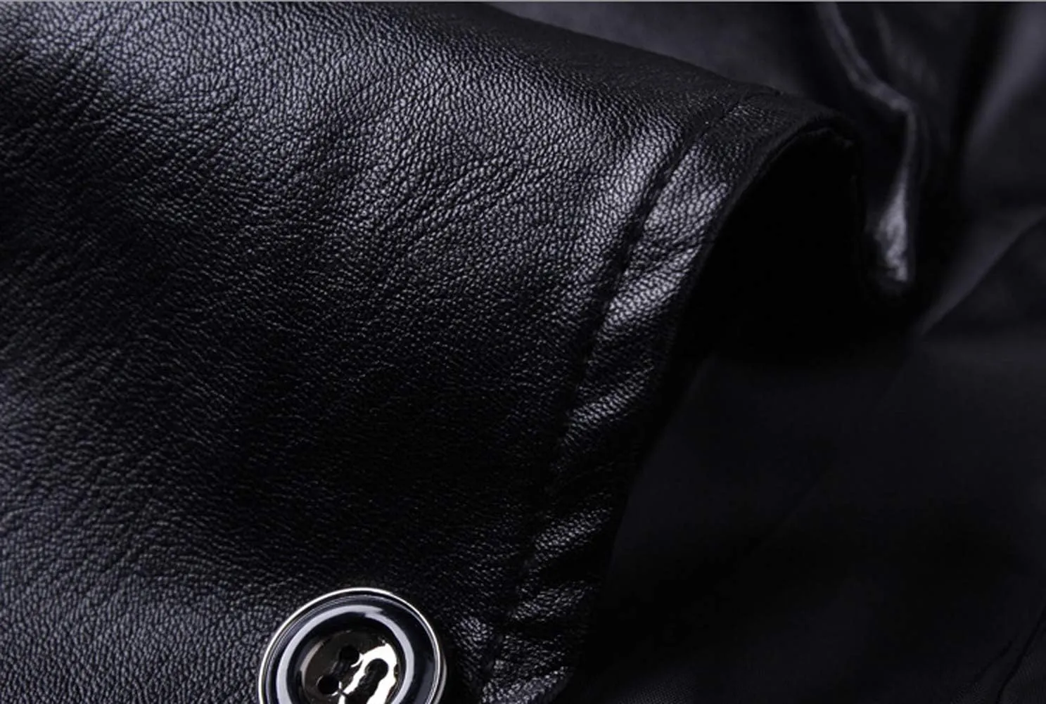 chouyatou Men's Stylish 2 Button Faux Leather Suit Blazer Jacket Sport Coat