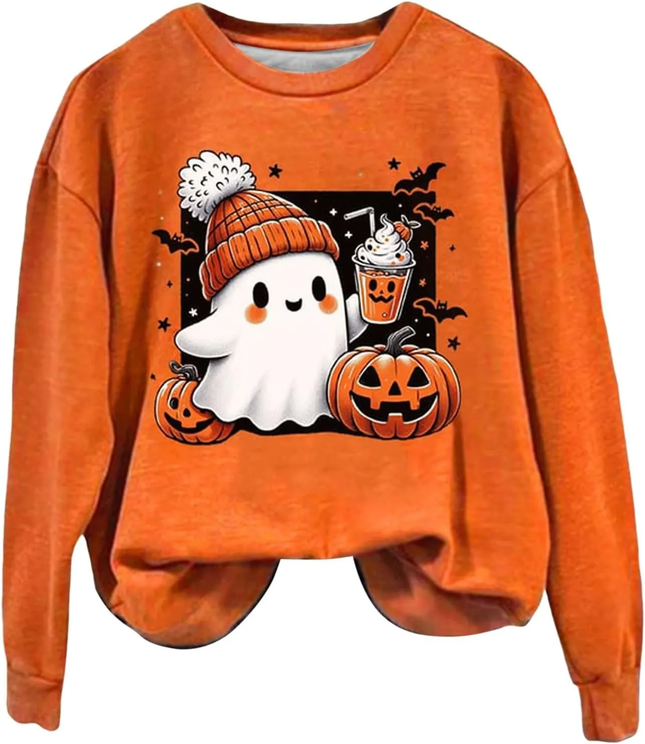 Christmas Halloween Sweatshirts For Women Pumpkin Ghost Pullover Sweater Cute Trendy Sweatshirt Funny Graphic Clothes