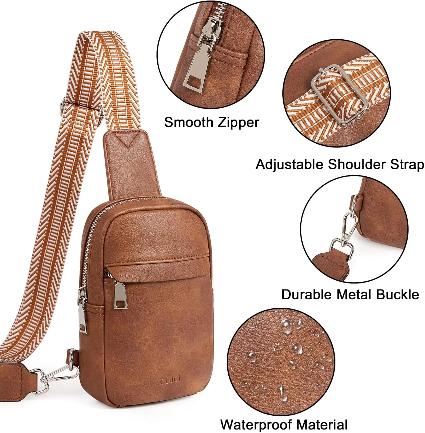 CLUCI Small Sling Bag for Women Vegan Leather Crossbody Chest Bags Trendy, Women's Fanny Pack