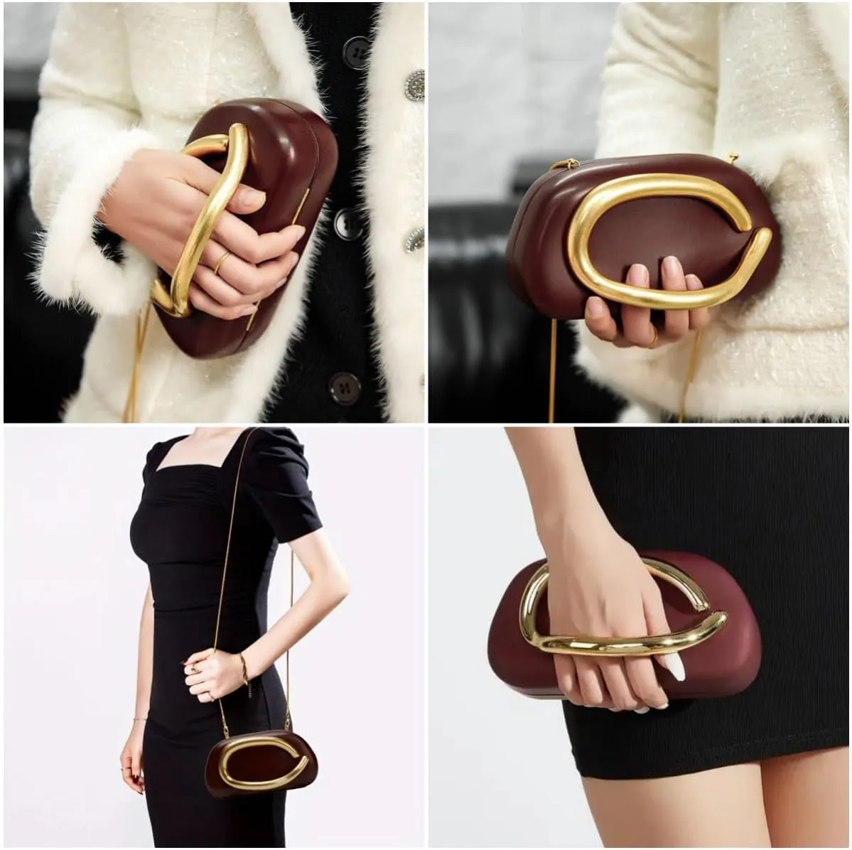 Clutch Purse Women Evening Bag Unique Trendy Purse for Women 2025 Vegan Leather Handbag Acrylic Clutch Box