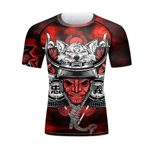 Cody Lundin - Mural Series : Wolf Shogun -  Short Sleeve MMA  / BJJ  Compression Shirt / Rash Guard