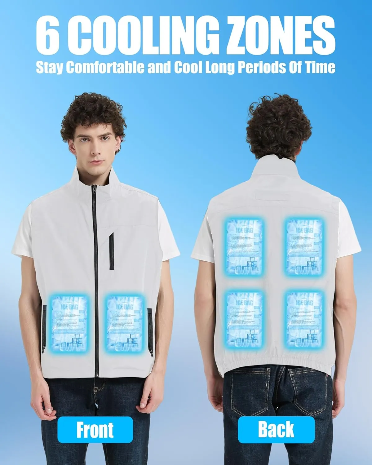 Cooling Vest for Men and Women, with 24 Ice Bags, 6 Cooling Zones, Unique Gift for Summer