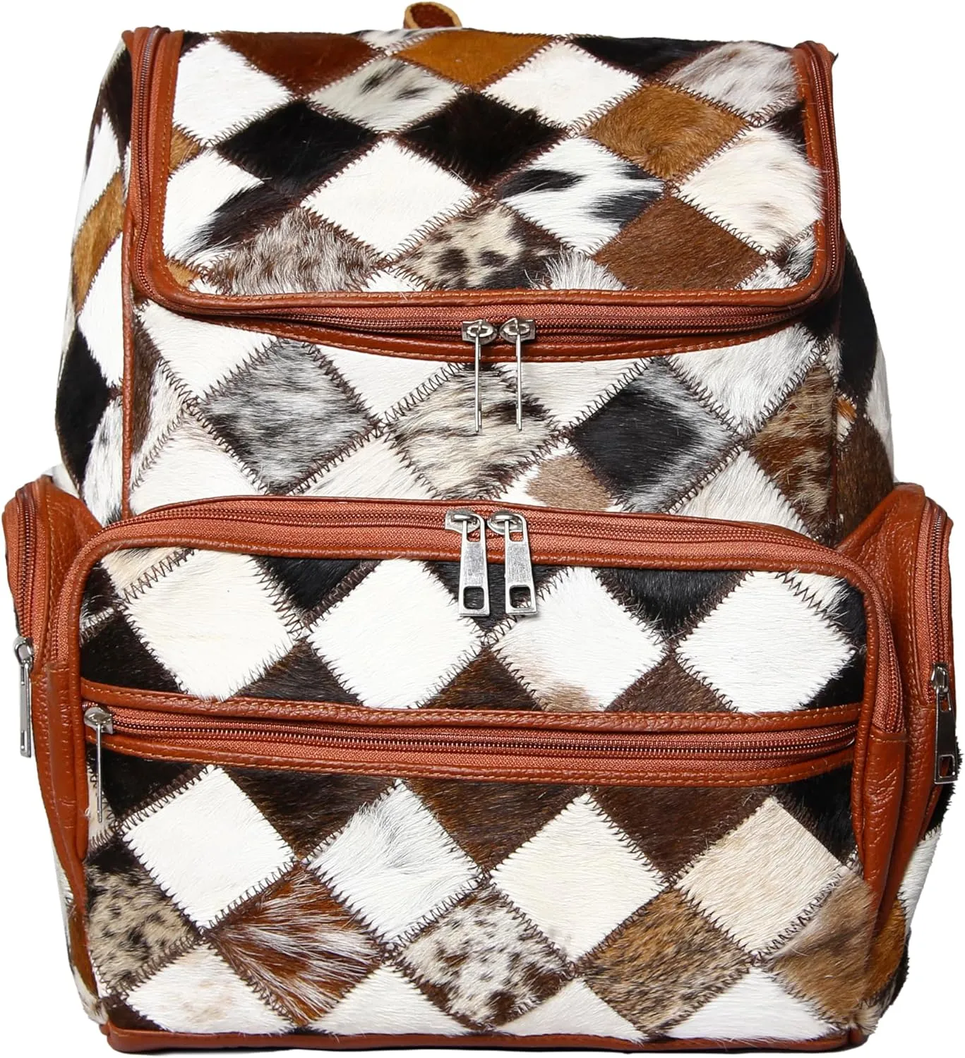Cowhide Backpack Leather Backpack with Laptop Compartment  Unique Travel Backpack, Western Diaper Bag Backpack Women (Tan)