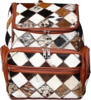 Cowhide Backpack Leather Backpack with Laptop Compartment  Unique Travel Backpack, Western Diaper Bag Backpack Women (Tan)