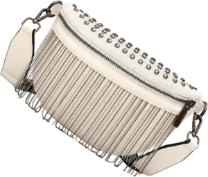 Crossbody Bag Large Capacity Chest Bag for Women Stylish Rivet Tassel Satchel