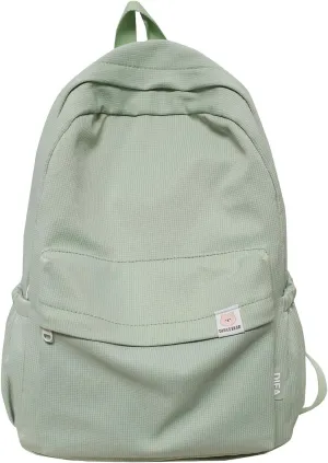 Cute Aesthetic Backpack Y2K Simple Solid Color Kawaii Backpacks Travel Laptop Backpack (Green)