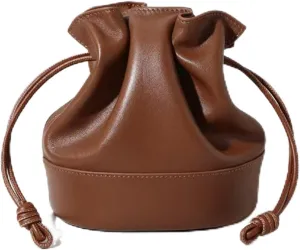 Drawstring Bucket Bag for Women,Lambskin genuine leather shoulder bag,trendy water bucket crossbody bag.
