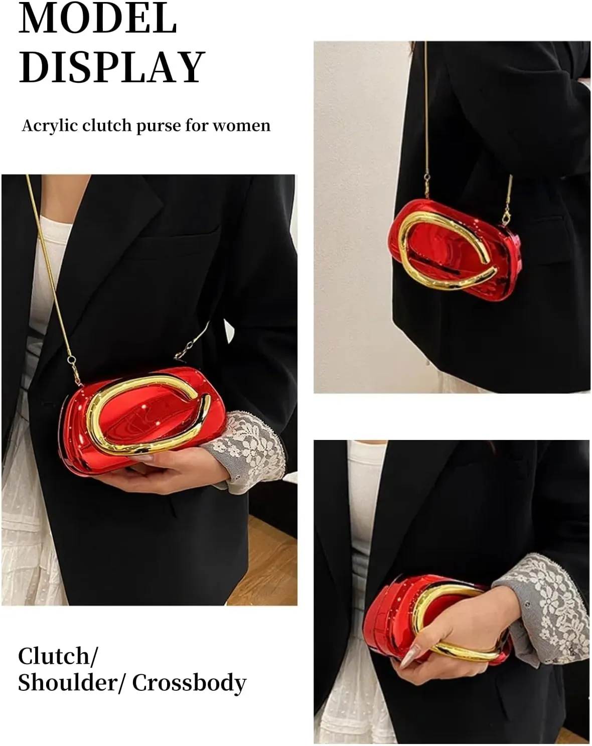 Elegant Acrylic Clutch Purse for Women -Summer Evening Bag with Chain Strap, Unique Formal Party Handbag