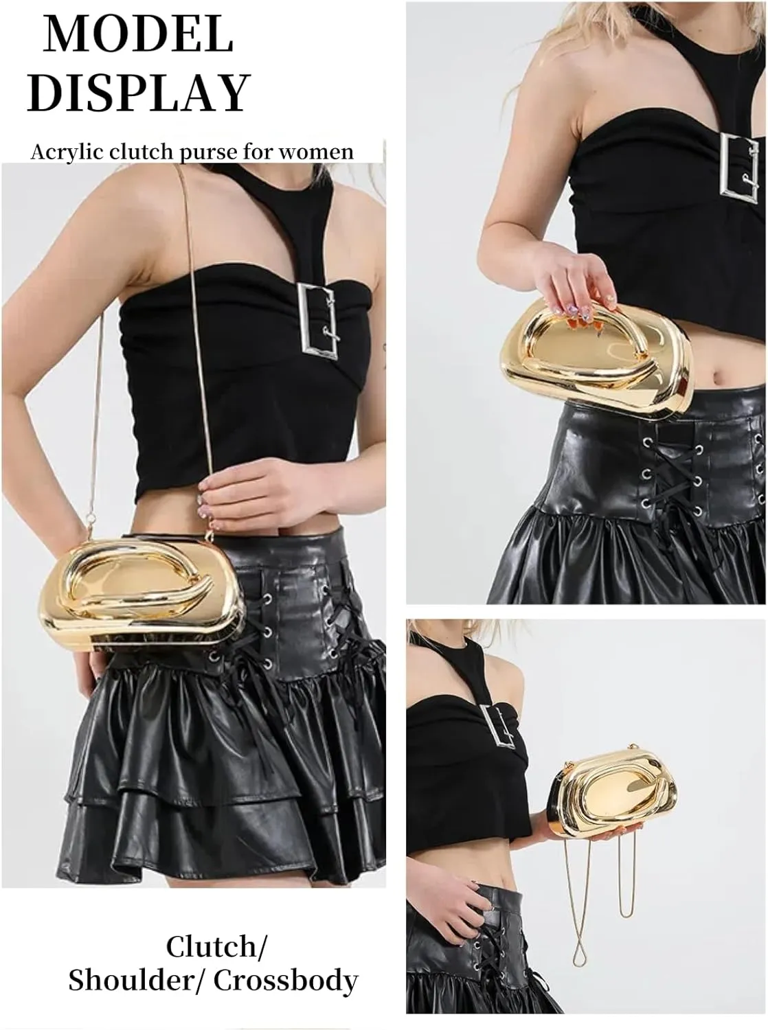 Elegant Acrylic Clutch Purse for Women -Summer Evening Bag with Chain Strap, Unique Formal Party Handbag