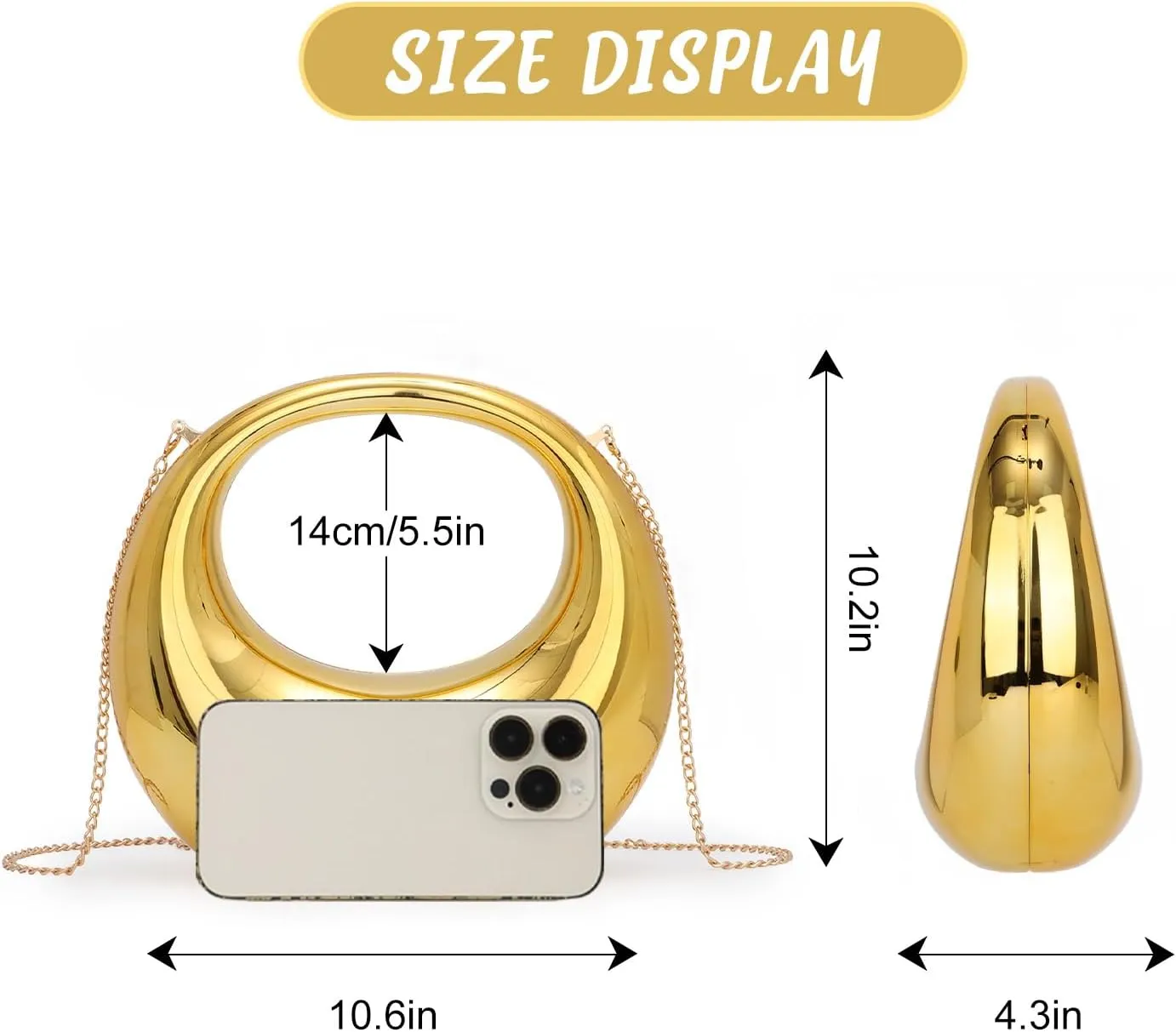 Fecialy Acrylic Evening Clutch Purse Women Moon Shape Bag Transparent Evening Bag Unique Top-handle Handbag