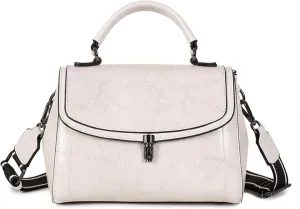 Flap Handbag and Purse for Women Oil Wax Genuine Leather Satchel Retro Top Handle Shoulder Bag Simple Crossbodybag390OWOISS