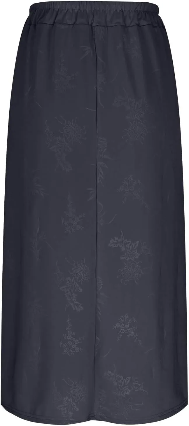 Floral Print Loose Fit Skirt for Women Maxi Long Midi Knee High Modest High Cut Skirt Women 2025 Trendy Y2K