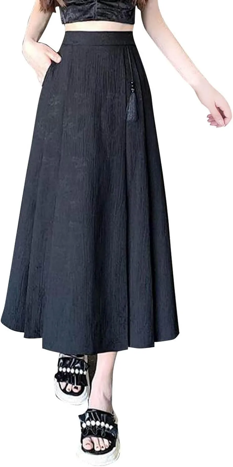 Floral Print Loose Fit Skirt for Women Maxi Long Midi Knee High Modest High Cut Skirt Women 2025 Trendy Y2K