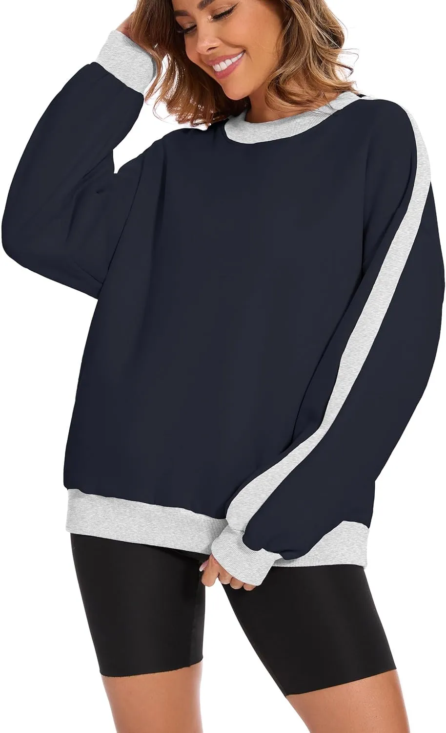 FUPHINE 2024 Women's Colour Blocking Fleece Oversized Warm Trendy Fall Winter Fashion Sweatshirt
