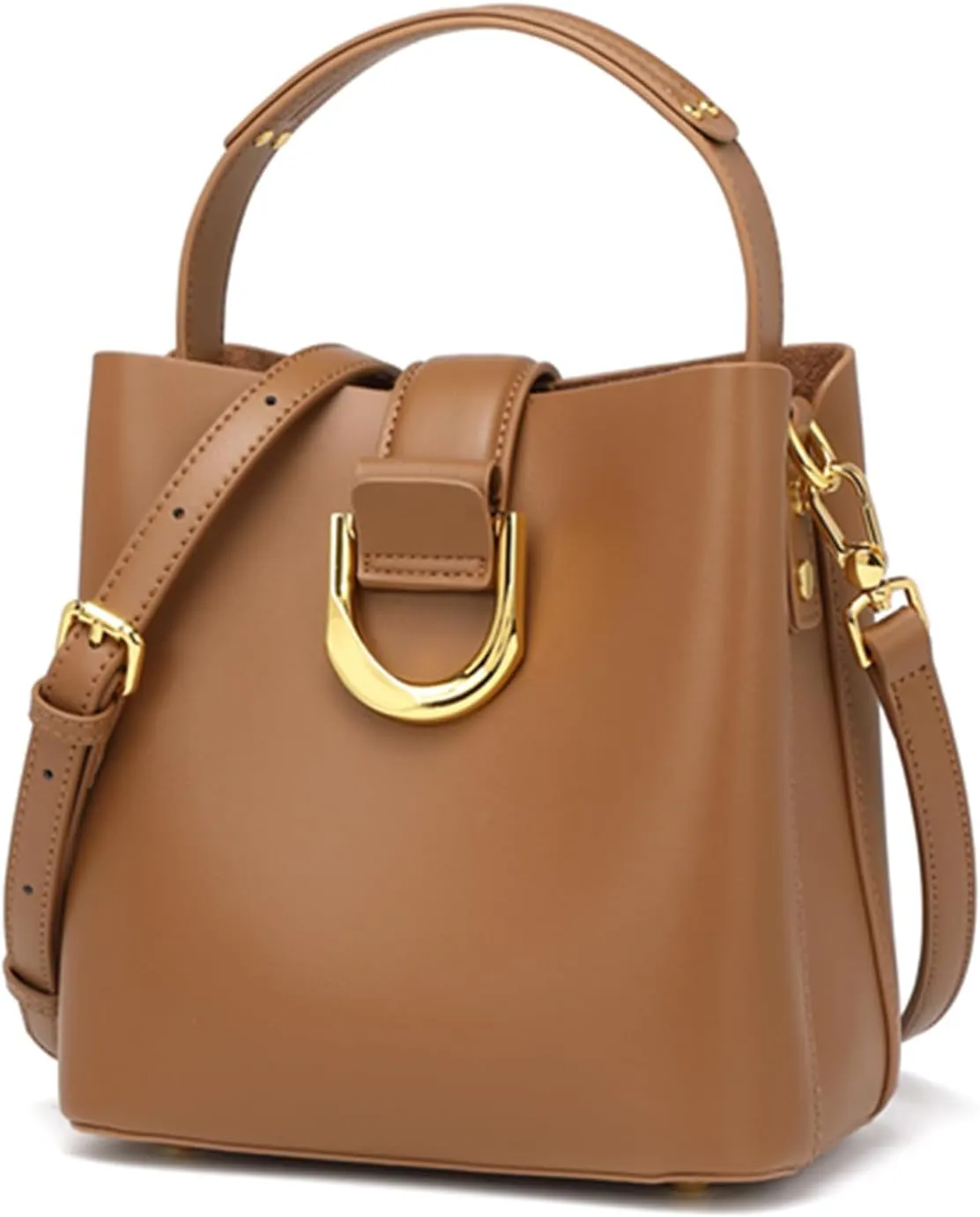 Genuine Leather Bucket Handbag for Women Fashion Top Handle Satchel Purse Ladies Large Capacity Crossbody Shoulder Bagbag1501OWOISS