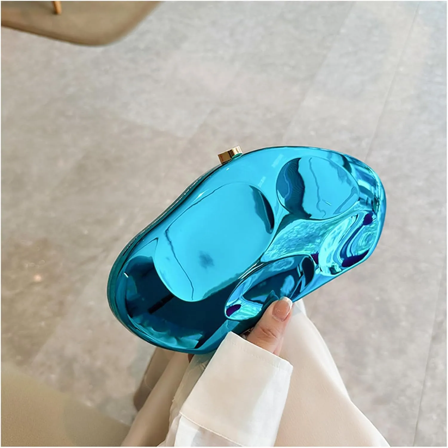 Geometric Acrylic Evening Clutch Purse for Women Metal Chains Unique Handbag for Wedding Party Prom
