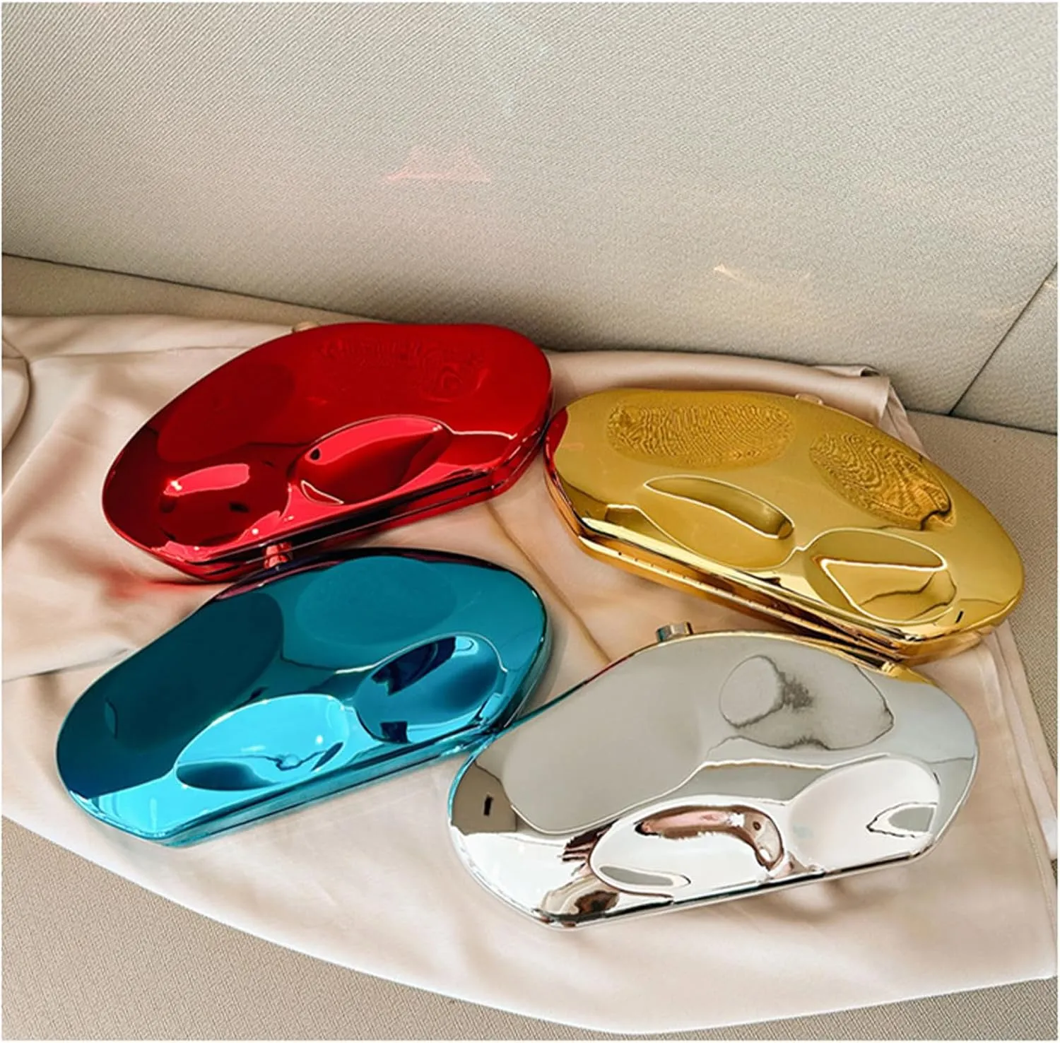 Geometric Acrylic Evening Clutch Purse for Women Metal Chains Unique Handbag for Wedding Party Prom