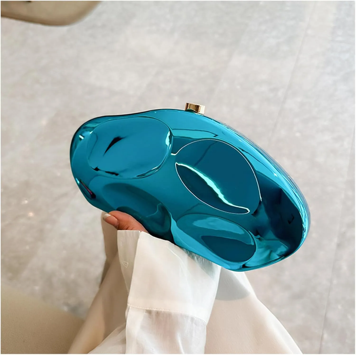 Geometric Acrylic Evening Clutch Purse for Women Metal Chains Unique Handbag for Wedding Party Prom