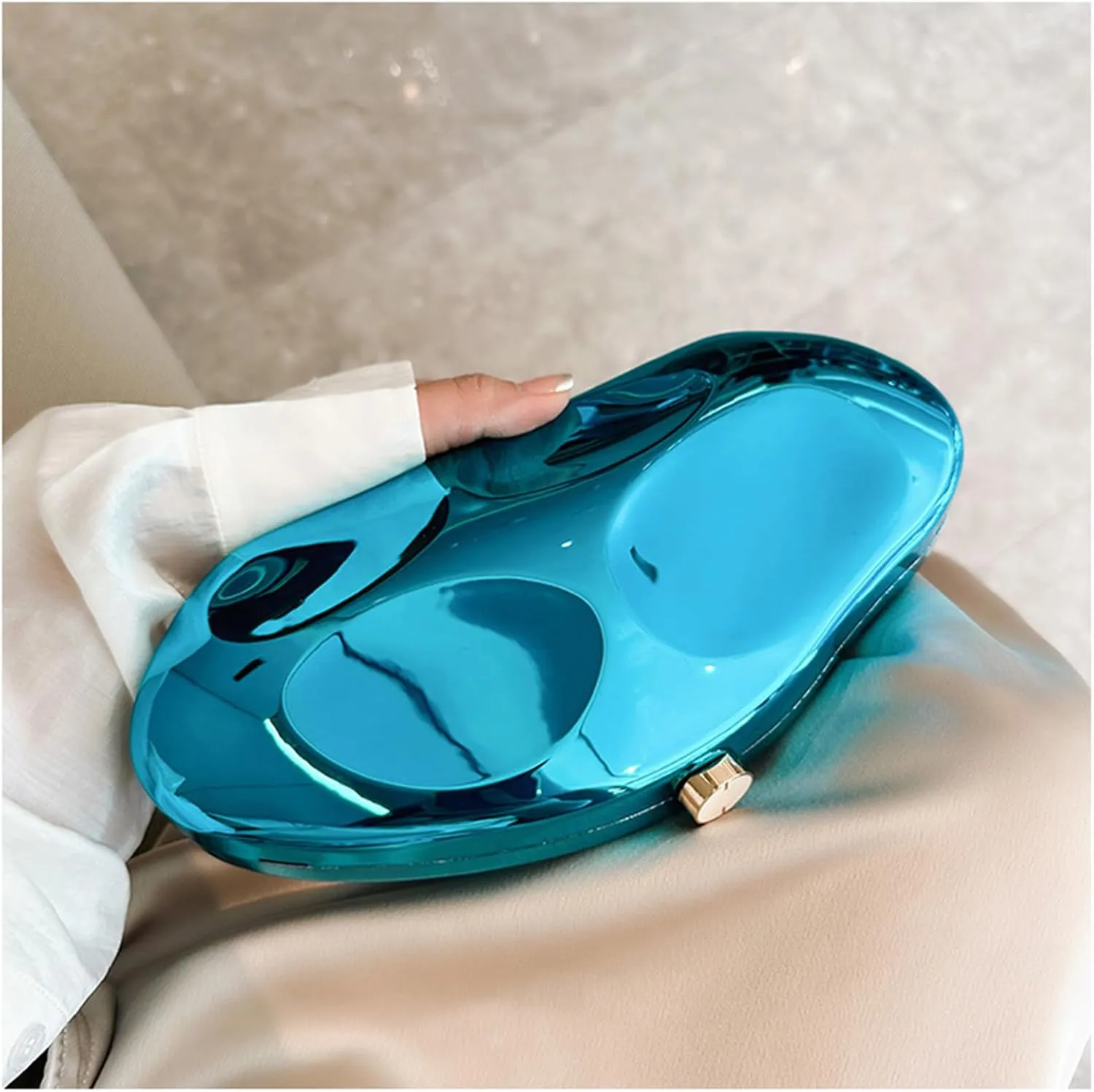 Geometric Acrylic Evening Clutch Purse for Women Metal Chains Unique Handbag for Wedding Party Prom