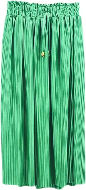 Girls Pleated Midi Skirts Elastic High Waist A-Line Kids Child Swing Midaxi Skirt Summer Fancy Dress 3-14 Years
