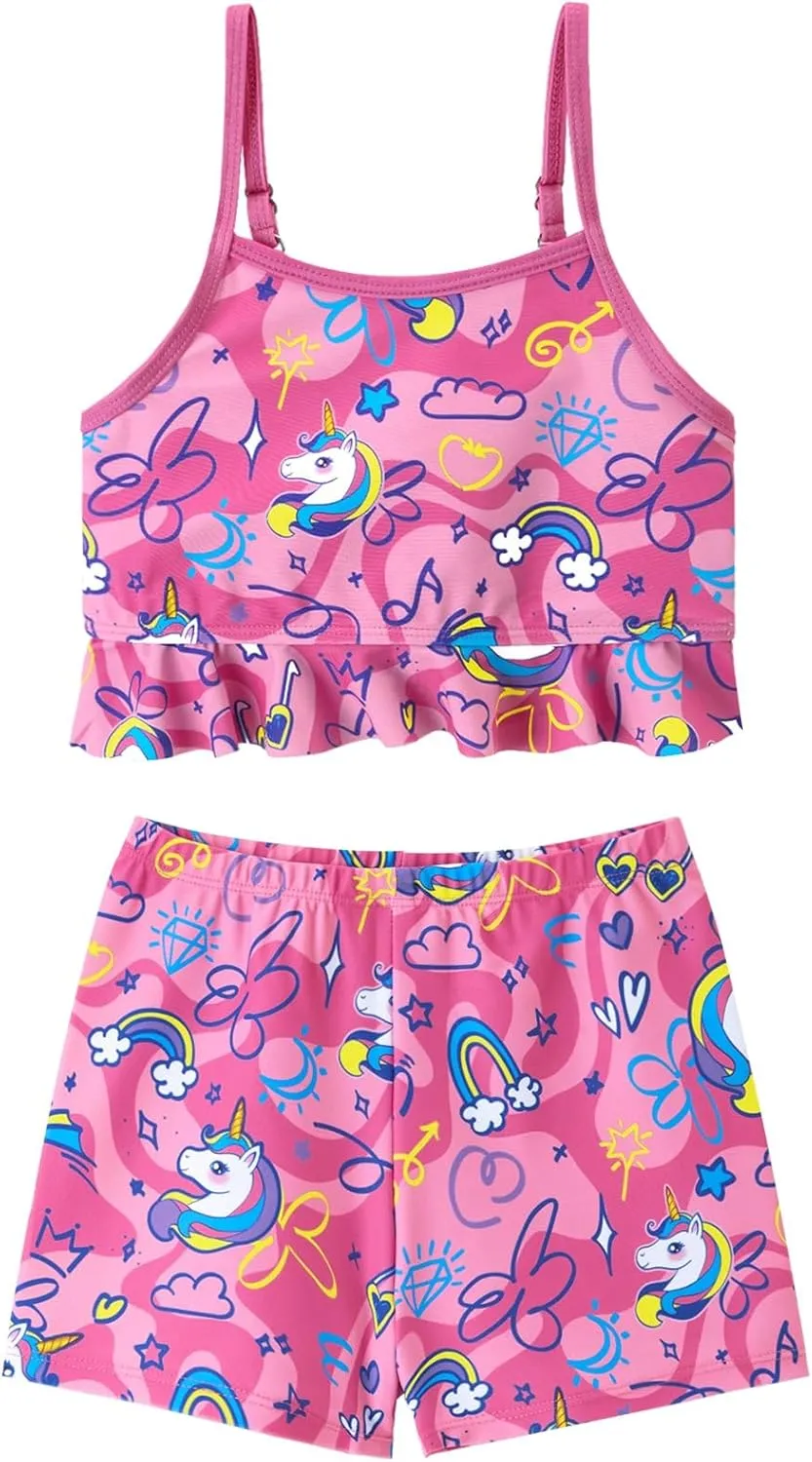 Girls Tankini Swimsuit 2 Pieces Mermaid Bathing Suit Little Girls Summer Beach Rash Guard Swimwear for 3-6 Years