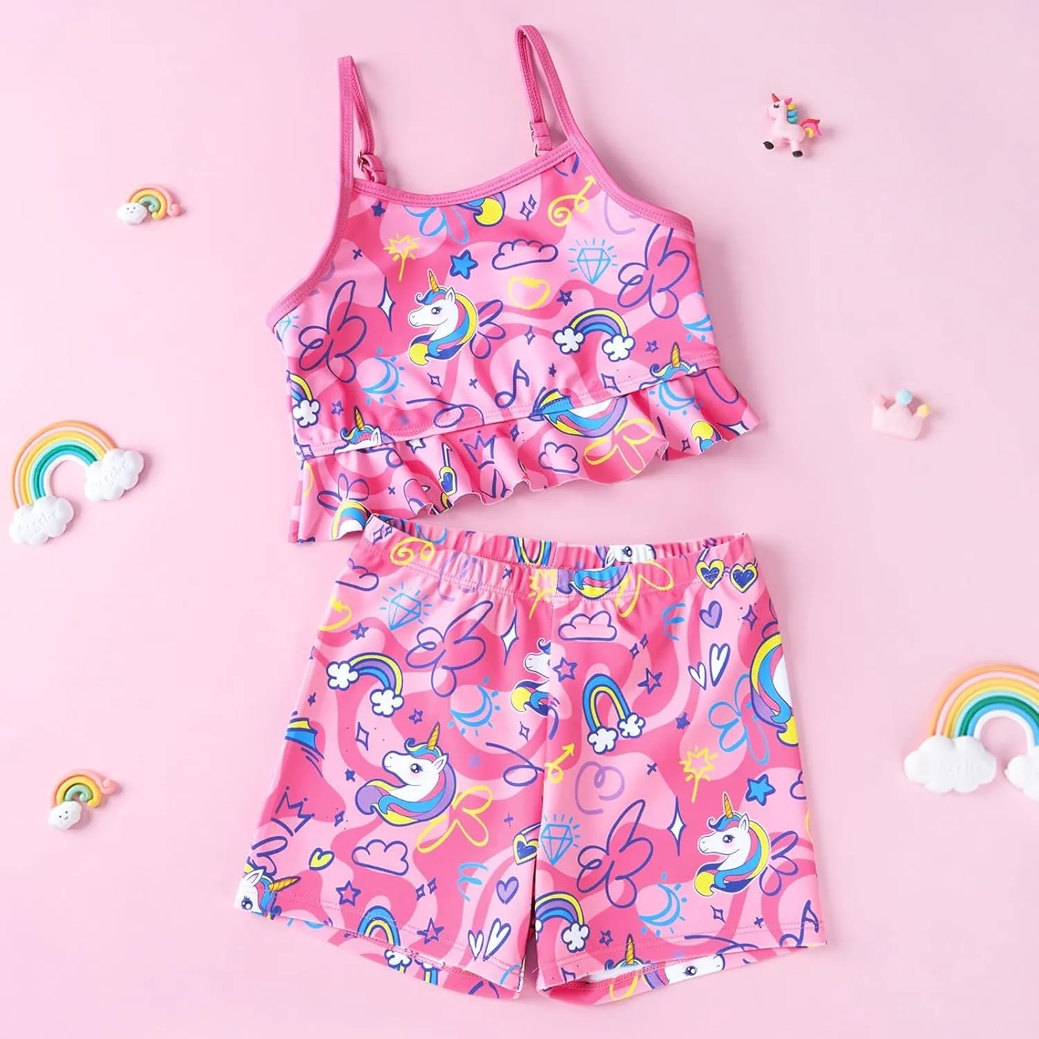 Girls Tankini Swimsuit 2 Pieces Mermaid Bathing Suit Little Girls Summer Beach Rash Guard Swimwear for 3-6 Years