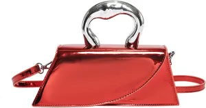 Glossy Top Handle Satchel Bag for Women PU Leather Small Flap Crossbody Shoulder Bag Fashion Handbag and Pursebag819OWOISS