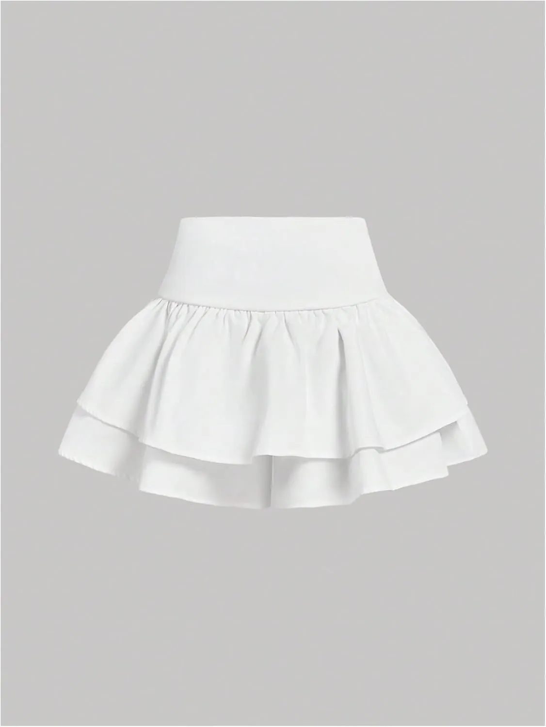 GORGLITTER Women's Ruffle Lace Up Tie Front Layered Shorts Skirt High Waist Flared Skorts