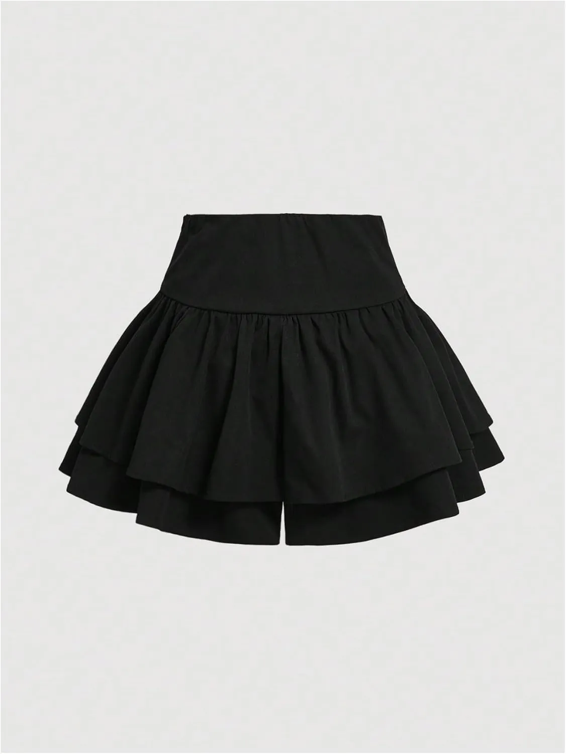GORGLITTER Women's Ruffle Lace Up Tie Front Layered Shorts Skirt High Waist Flared Skorts