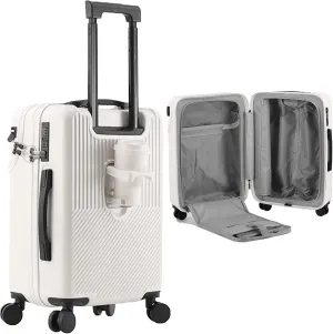Hardside Luggage, Stylish Textured Line Suitcase, with Spinner Wheels, Expandable Luggage 24