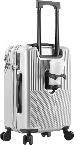 Hardside Luggage, Stylish Textured Line Suitcase, with Spinner Wheels, Expandable Luggage 24